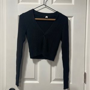 black cropped button up sweater